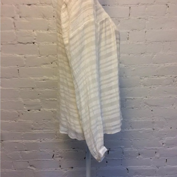 Frame sheer stripe long sleeve smock top ivory size small - Picture 5 of 7